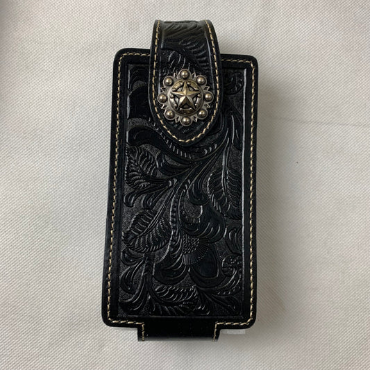 #WS341F 7" LONE STAR BLACK LEATHER HOLSTER POUCH EXTRA LARGE  BELT LOOP CELL PHONE CASE UNIVERSAL OVERSIZE--FREE SHIPPING