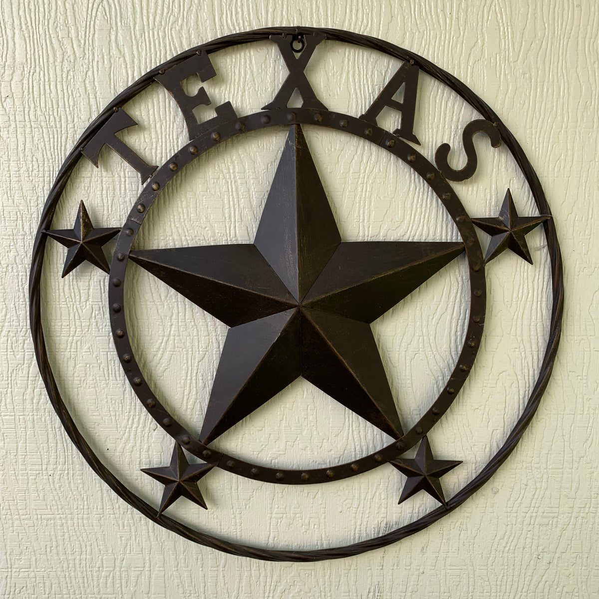 24" TEXAS BEADED COLIBROX BARN STAR METAL LONE STAR WESTERN HOME DECOR HANDMADE RUSTIC BRONZE COPPER NEW