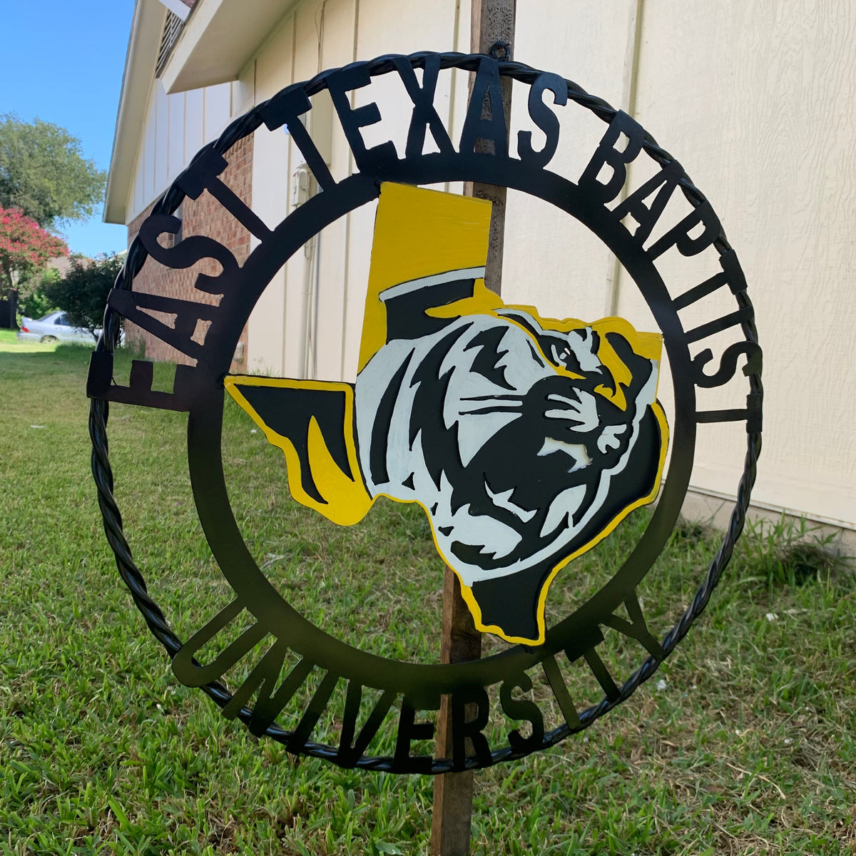 EAST TEXAS BAPTIST UNIVERSITY METAL CUSTOM VINTAGE CRAFT SIGN WALL ART TEAM HANDMADE