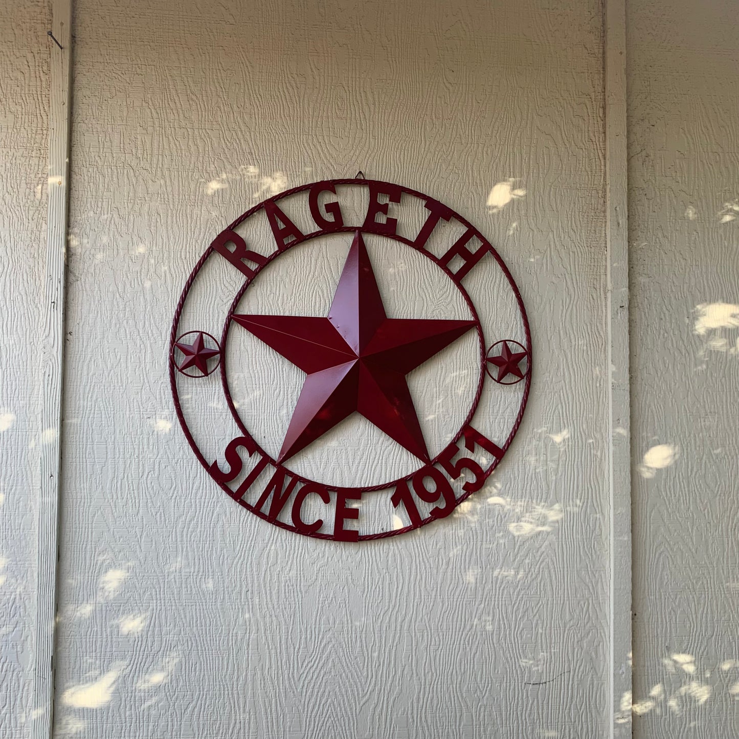 RAGETH STYLE YOUR CUSTOM STAR METAL NAME RUSTIC BURGUNDY RED PHILLIPS CUSTOM 3d STAR METAL NAME BARN STAR TWISTED ROPE RING DESIGN METAL WALL ART HOME DECOR ANY SIZE