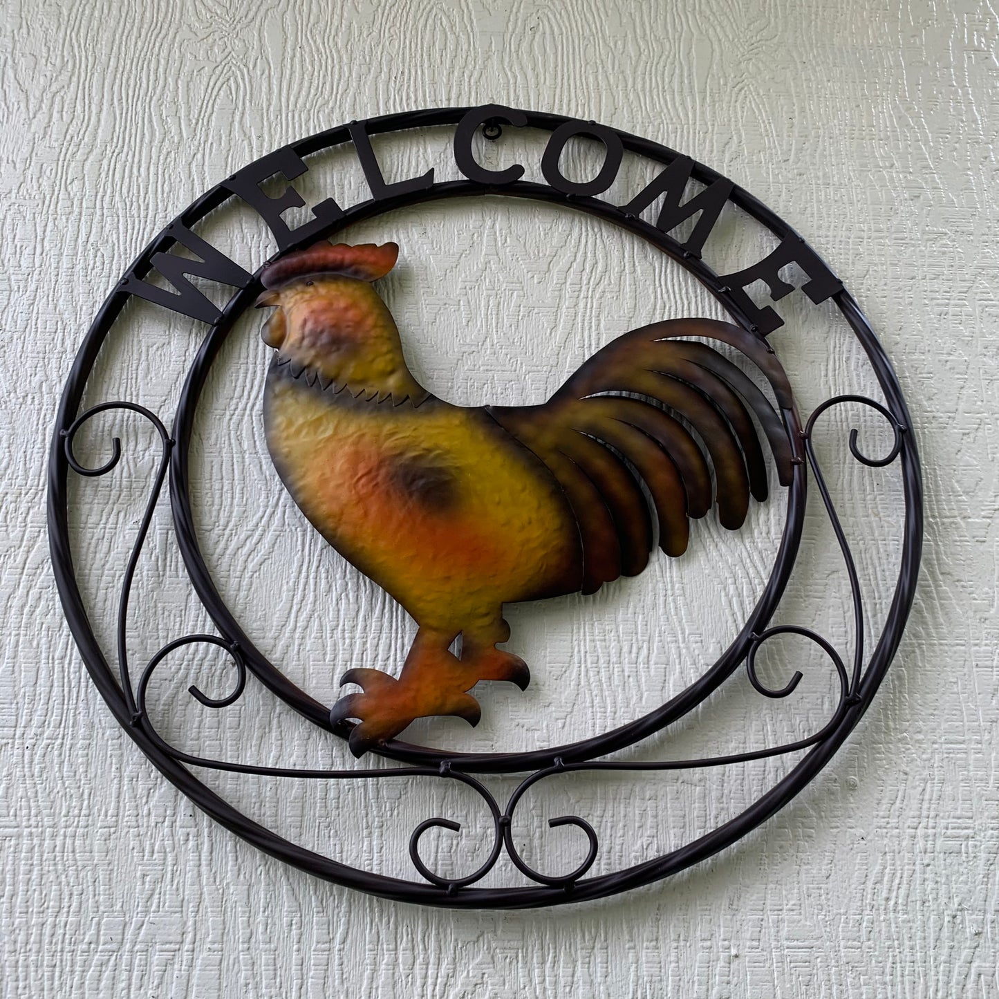 ROOSTER WELCOME 24" METAL SCROLL STYLE WESTERN HOME DECOR HANDMADE NEW-#EH10143