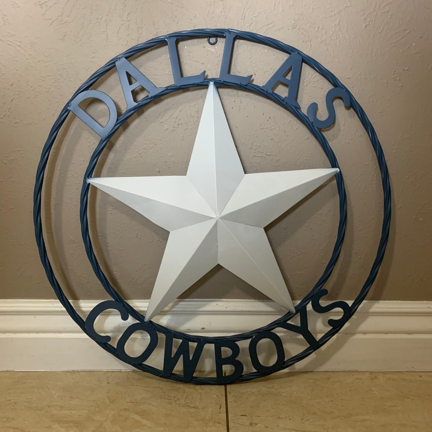 DALLAS COWBOYS STAR METAL BARN LONE STAR WESTERN HOME DECOR BLUE & WHITE STAR, SIZE:24",32",36",40",42",44",46",50"