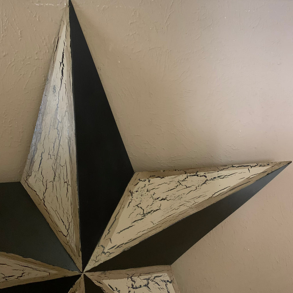 Primitive Crackle Tan With Black Star Star Decorative Metal