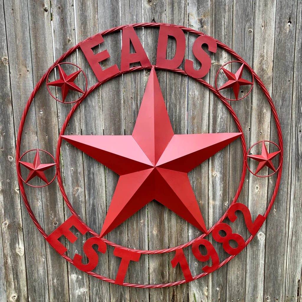 PHILLIPS STYLE YOUR CUSTOM STAR METAL NAME RUSTIC BURGUNDY RED PHILLIPS CUSTOM 3d STAR METAL NAME BARN STAR TWISTED ROPE RING DESIGN METAL WALL ART HOME DECOR ANY SIZE