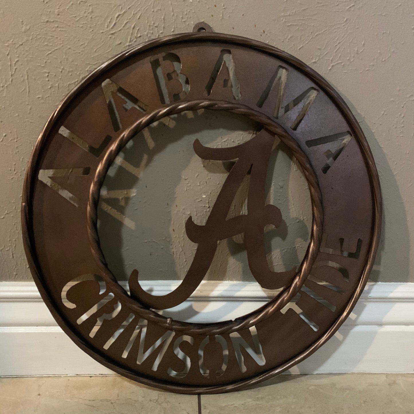 ALABAMA CRIMSON TIDE WIDE BAND RING CUSTOM METAL VINTAGE CRAFT TEAM SIGN HANDMADE