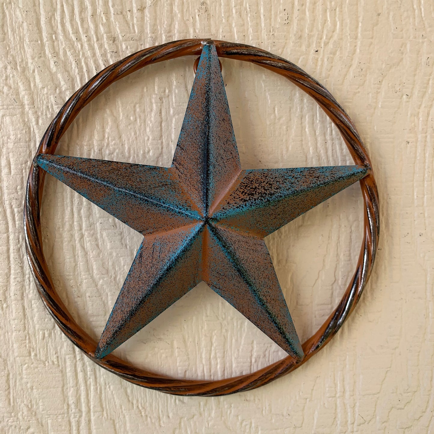 TURQUOISE DISTRESSED BARN METAL STAR WESTERN HOME DECOR ART HANDMADE #EH13601