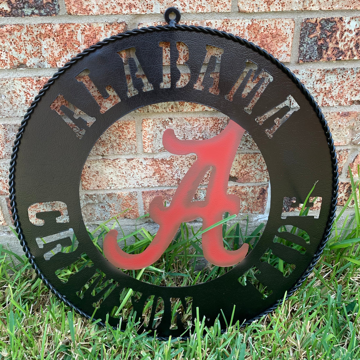 ALABAMA CRIMSON TIDE WIDE BAND RING CUSTOM METAL VINTAGE SIGN TEAM HANDMADE