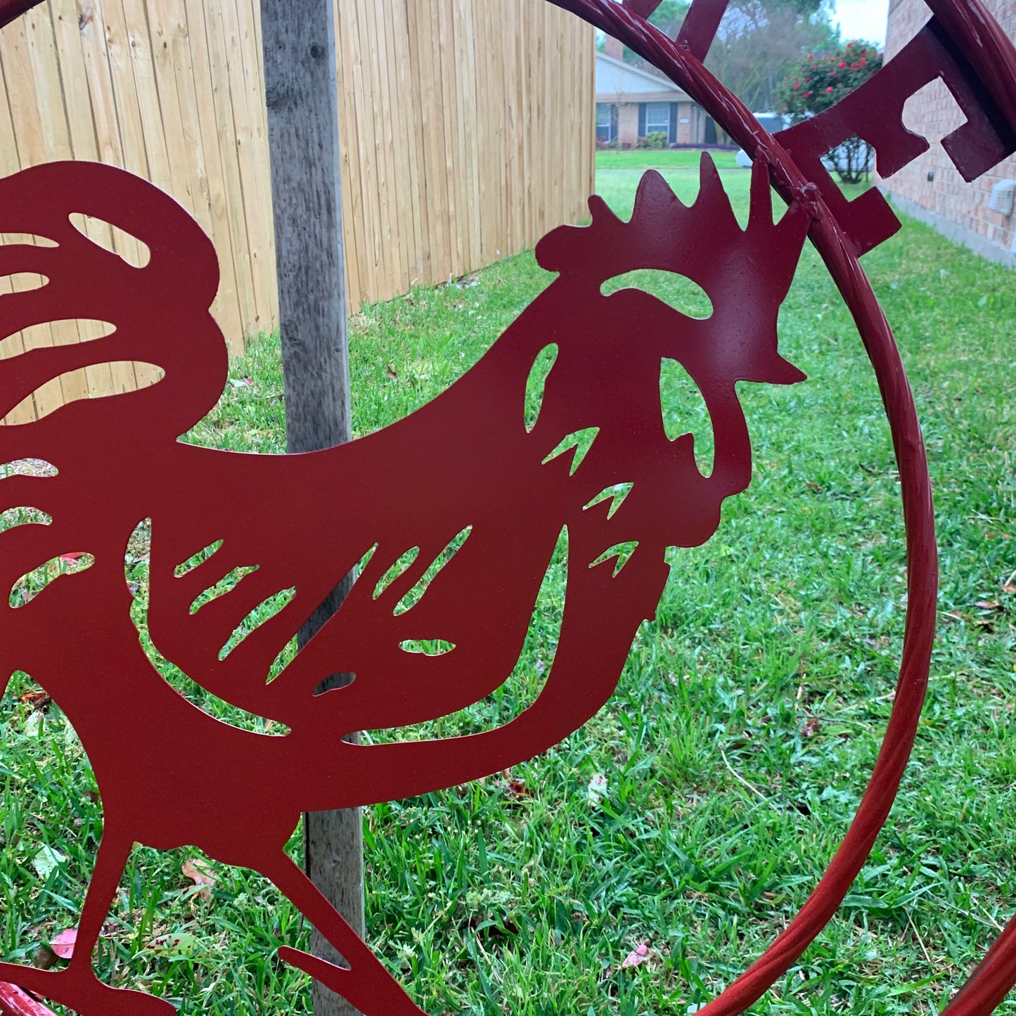 YOUR CUSTOM NAME RED ROOSTER LASERCUT METAL ART WITH RING DESIGN WESTERN METAL ANIMAL ART HOME WALL DECOR BRAND NEW