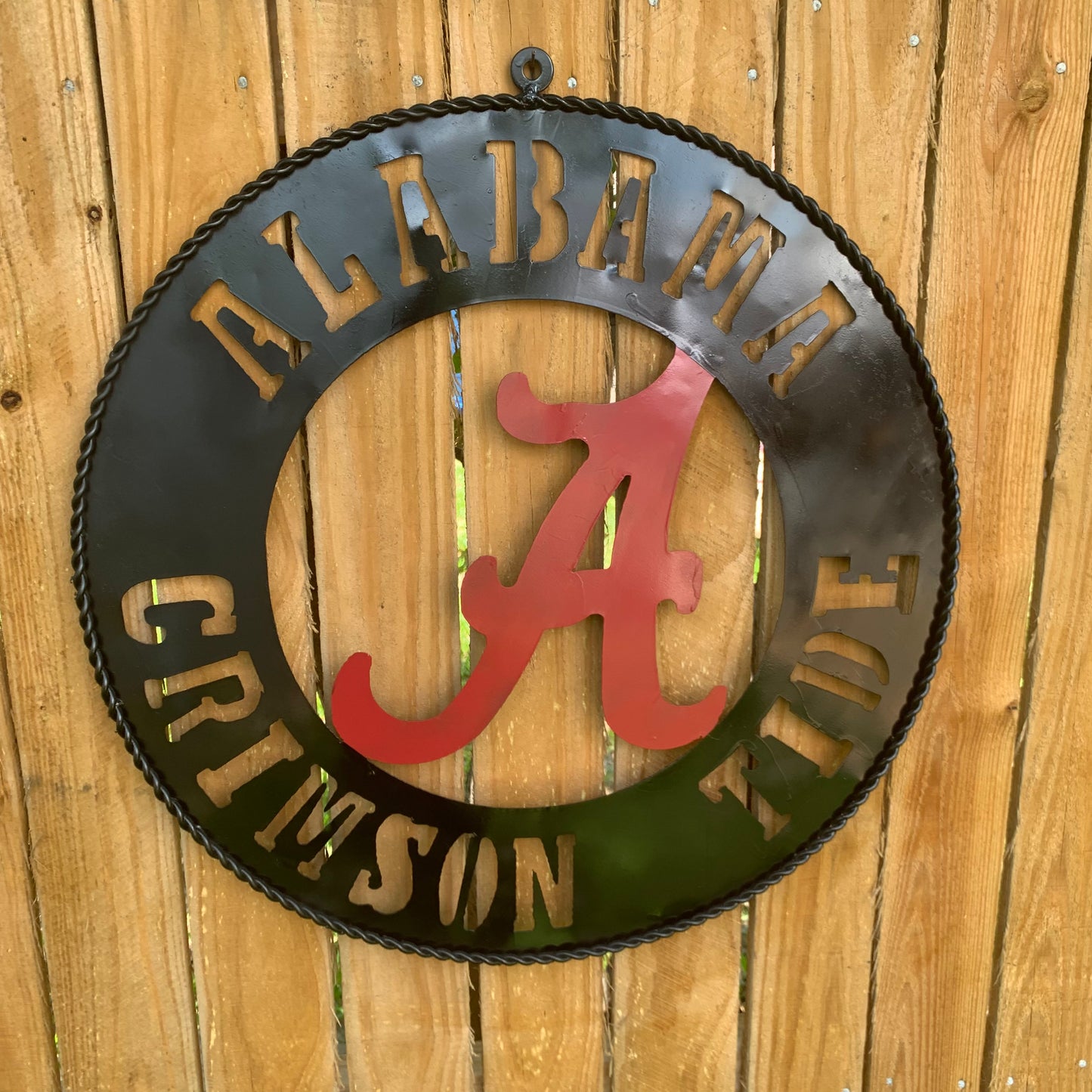 ALABAMA CRIMSON TIDE WIDE BAND RING CUSTOM METAL VINTAGE SIGN TEAM HANDMADE