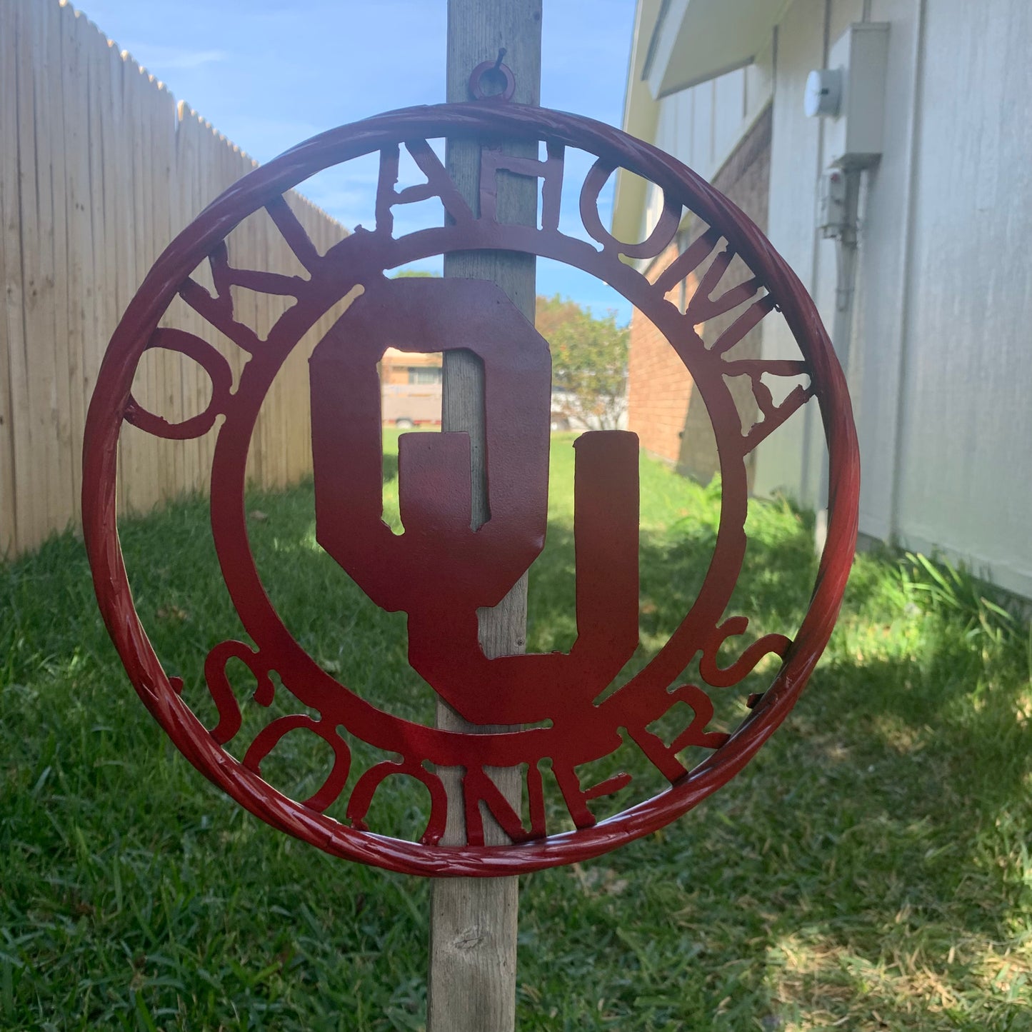 OU OKLAHOMA SOONERS RUSTIC RED METAL CUSTOM VINTAGE CRAFT WALL ART TEAM SIGN HANDMADE 12", 18", 24", 32"
