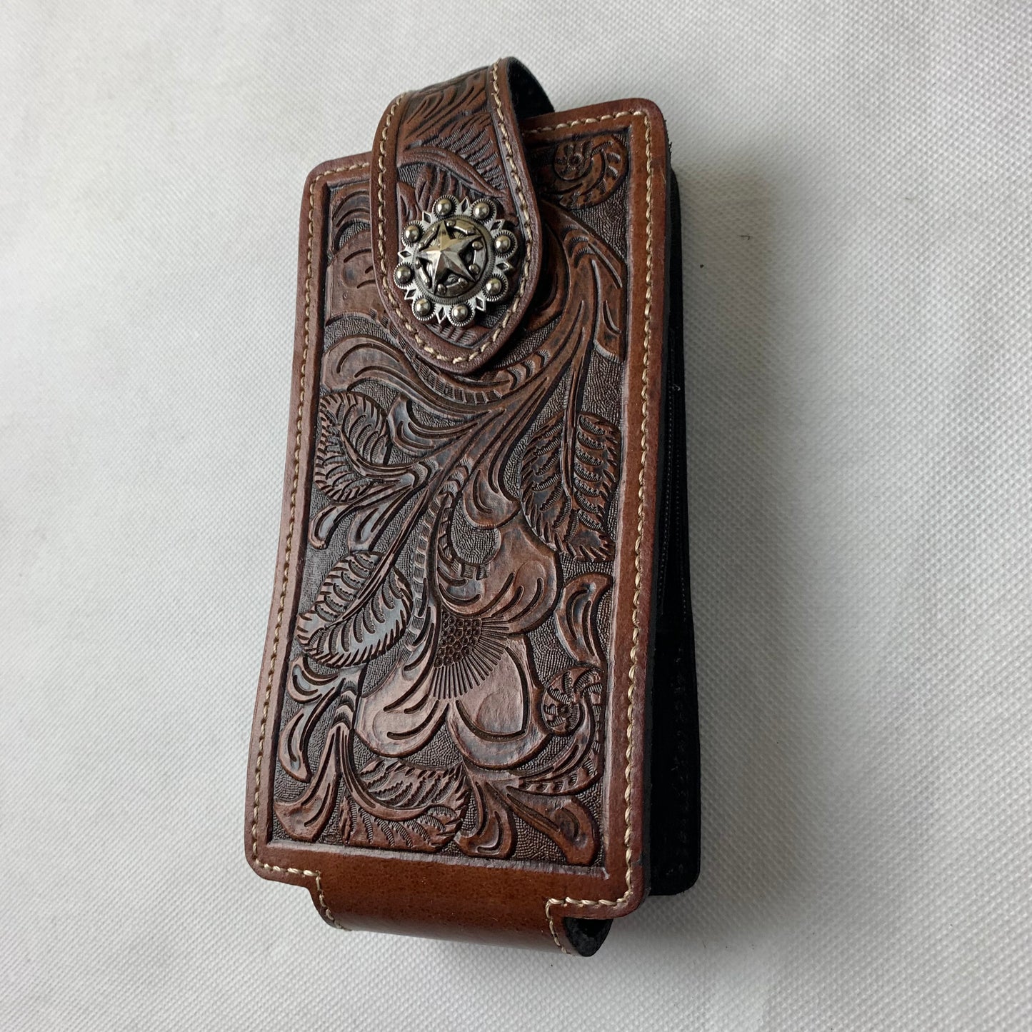 #WS341F 7" LONE STAR LEATHER HOLSTER COFEE BROWN LEATHER POUCH EXTRA LARGE  BELT LOOP HOLSTER CELL PHONE CASE UNIVERSAL OVERSIZE--FREE SHIPPING