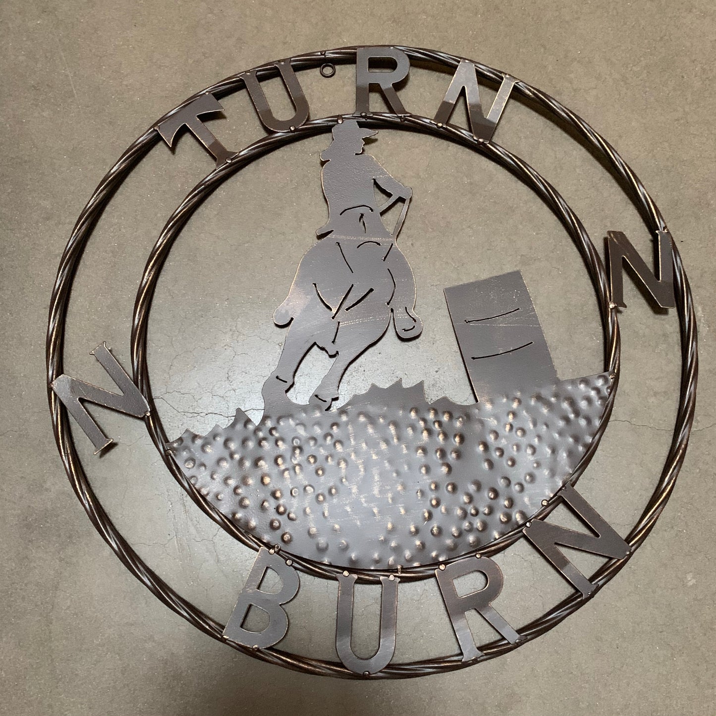 24" TURN N BURN COWBOY SIGN METAL WALL ART WESTERN HOME DECOR HANDMADE NEW #EH12973