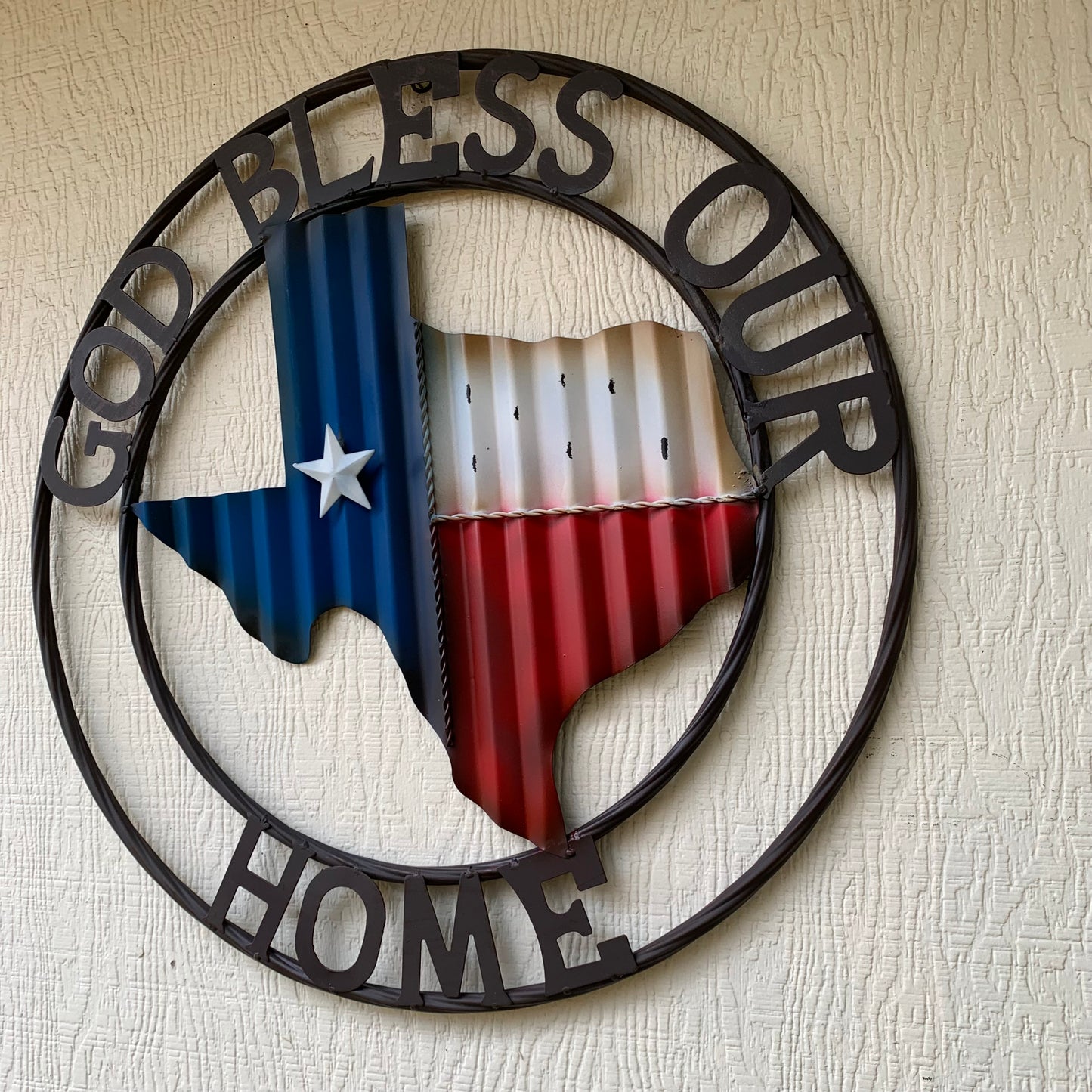 24" WAVY GOD BLESS PUR HOME STATE OF TEXAS METAL CRAFT SIN WESTERN HOME DECOR HANDMADE NEW #EH12970