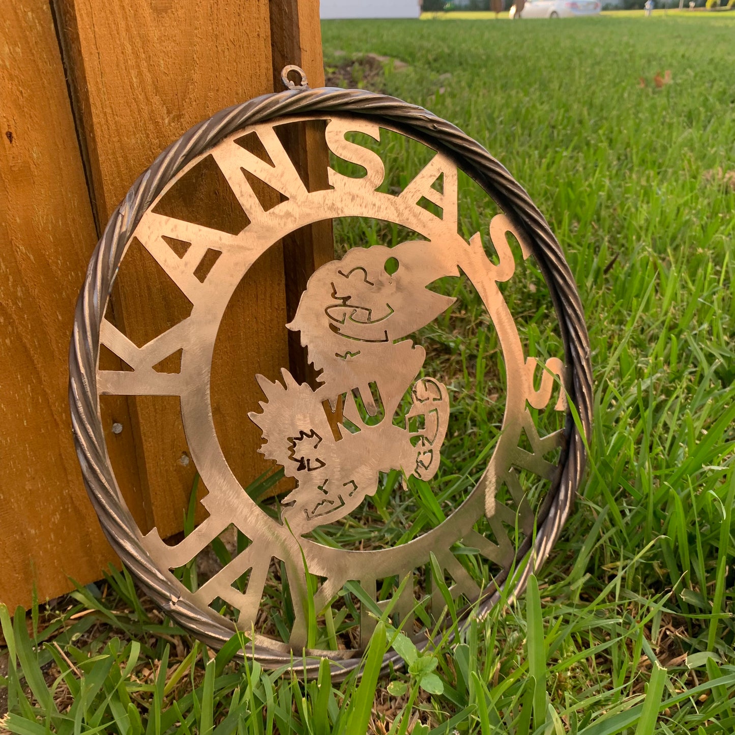 KANSAS JAYHAWKS RAW METAL CUSTOM VINTAGE CRAFT WALL ART TEAM SIGN HANDMADE