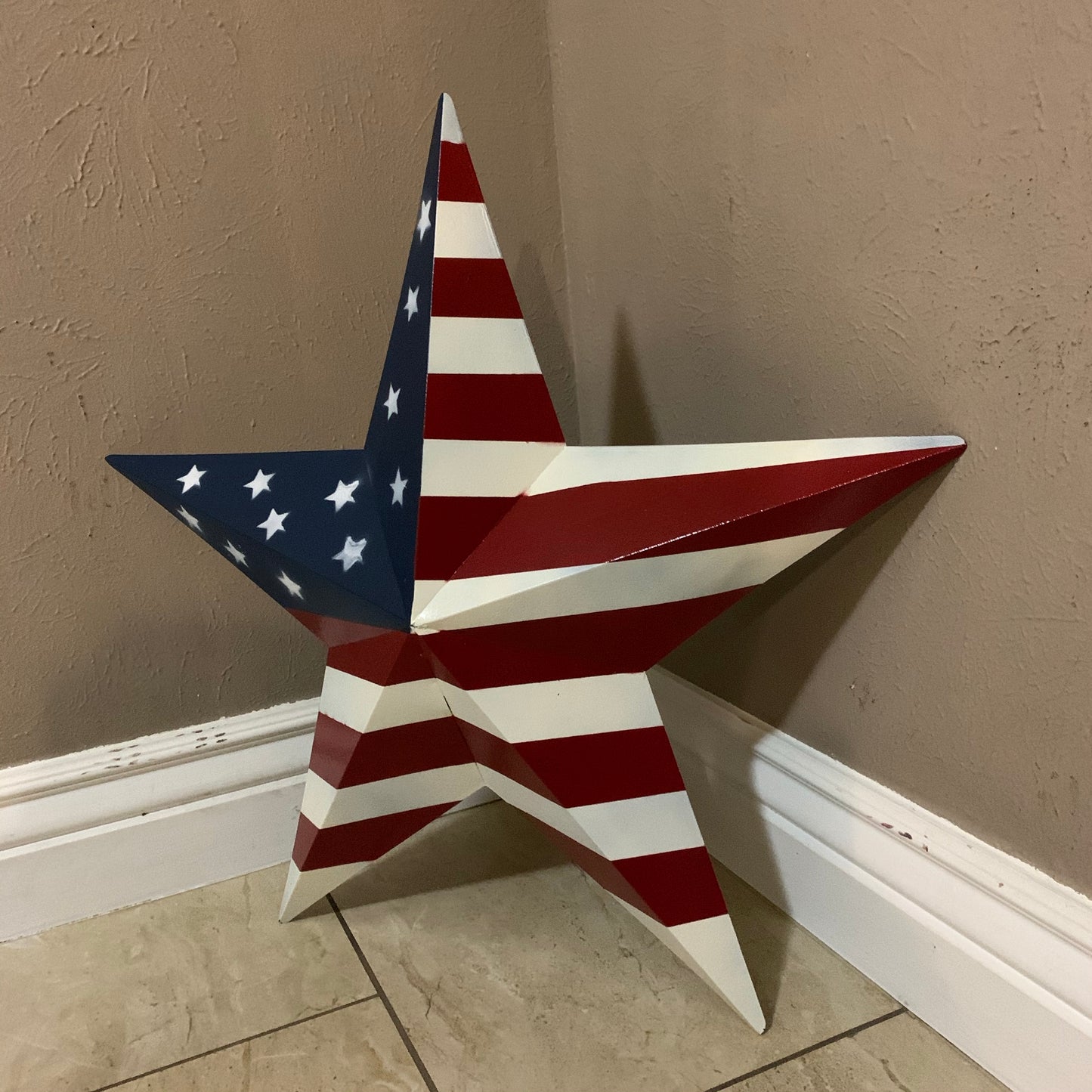 AMERICANA USA FLAG BARN STAR RED WHT BLUE STAR HANDMADE 12",24",36" #EH13297
