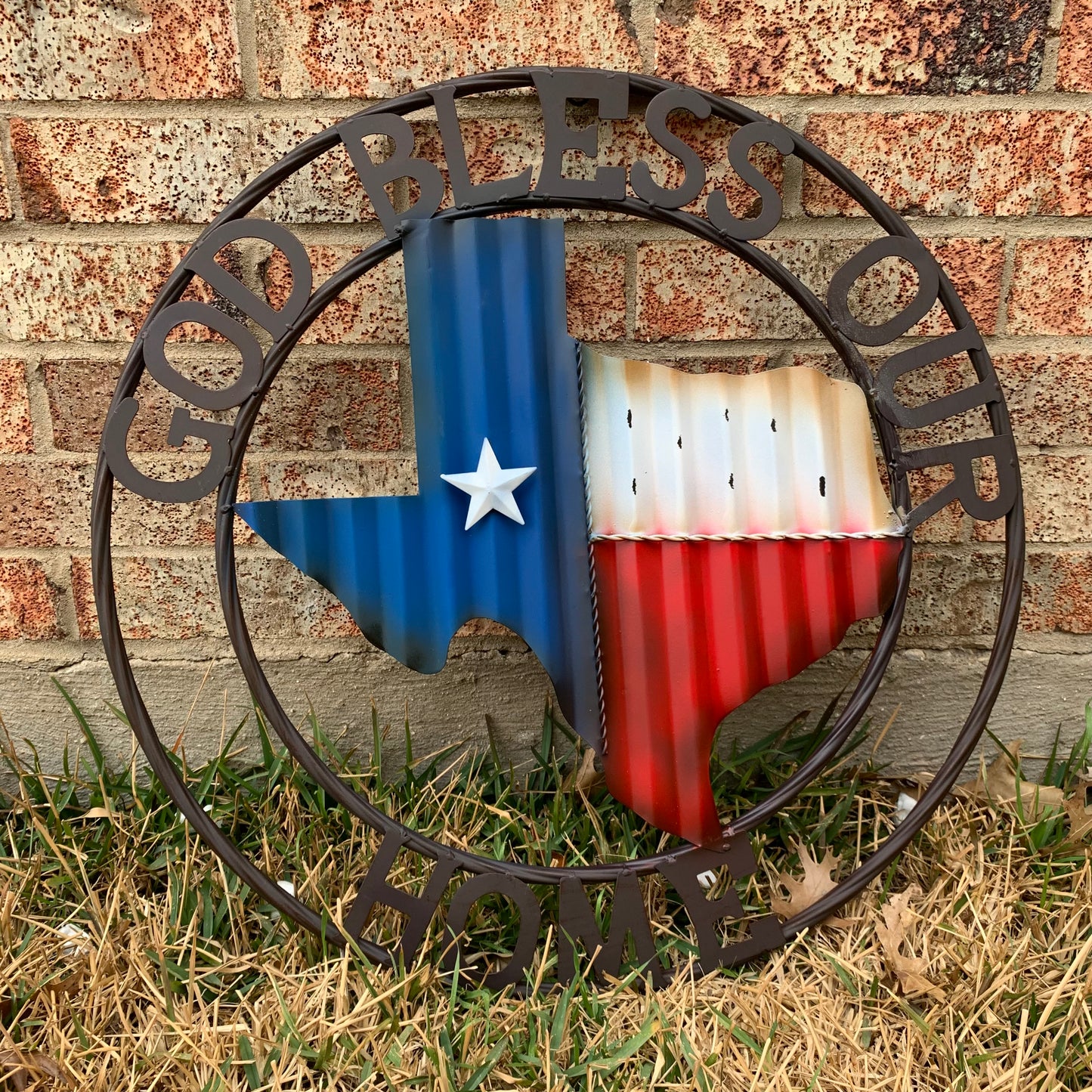 24" WAVY GOD BLESS PUR HOME STATE OF TEXAS METAL CRAFT SIN WESTERN HOME DECOR HANDMADE NEW #EH12970