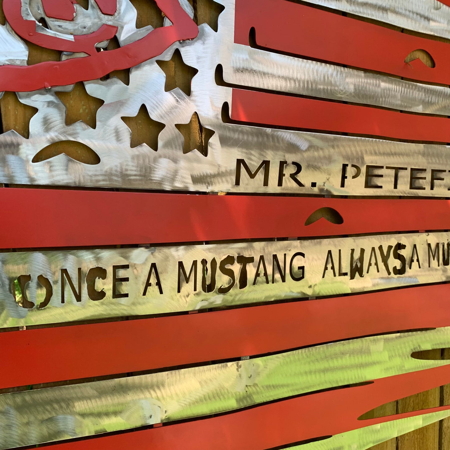 CUSTOM NAME KANSAS CITY CHIEFS METAL TATTERED FLAG CUSTOM VINTAGE CRAFT WALL ART HANDMADE