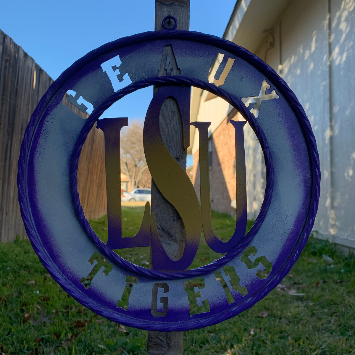 12",18",24",32" LSU GEAUX TIGERS CUSTOM METAL VINTAGE CRAFT SIGN TEAM WALL ART WESTERN HOME DECOR