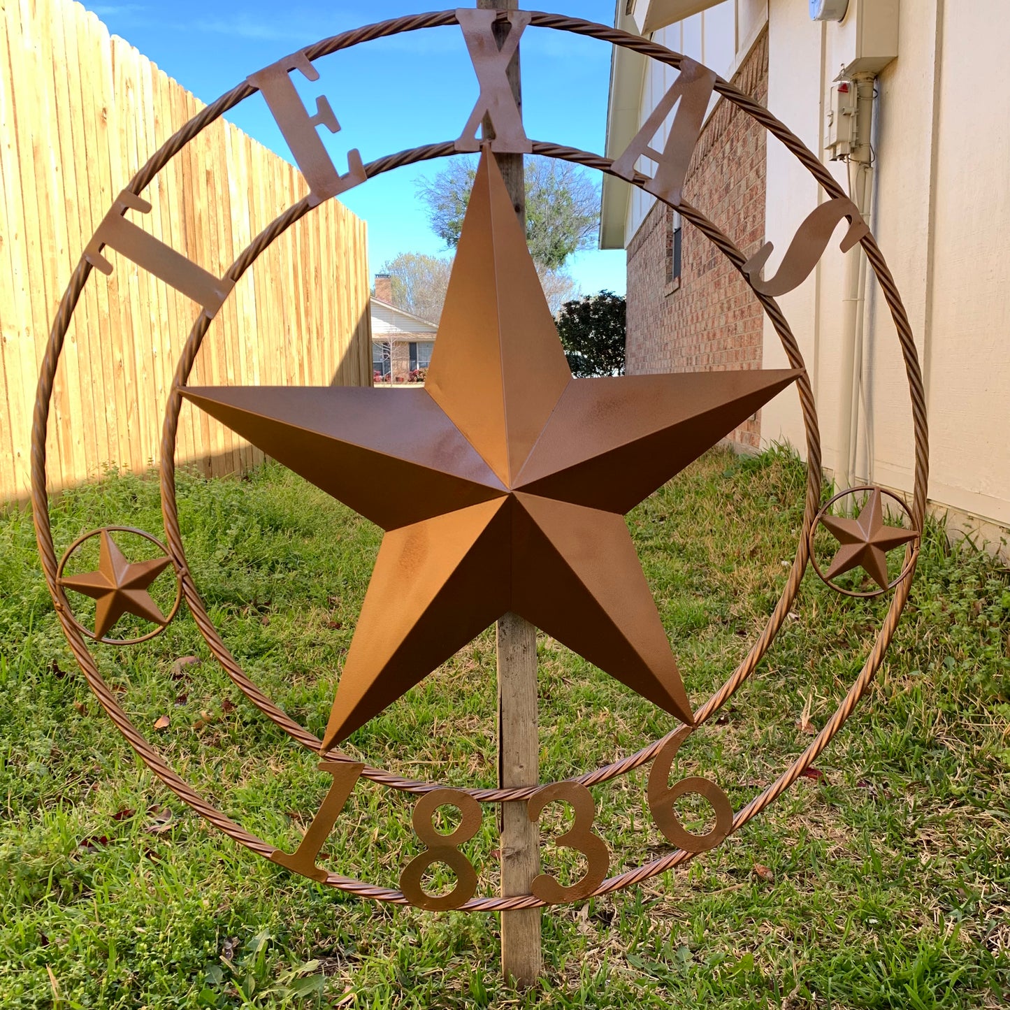 24", 32",36",40" TEXAS 1836 HAMMERED COPPER  BARN STAR METAL WALL WESTERN HOME DECOR HANDMADE NEW
