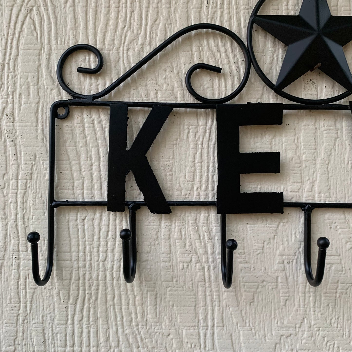 16"x10" LONESTAR KEYS HOLDER METAL HOOKS HANDMADE USA WALL ART METAL WESTERN HOME DECOR NEW BLACK
