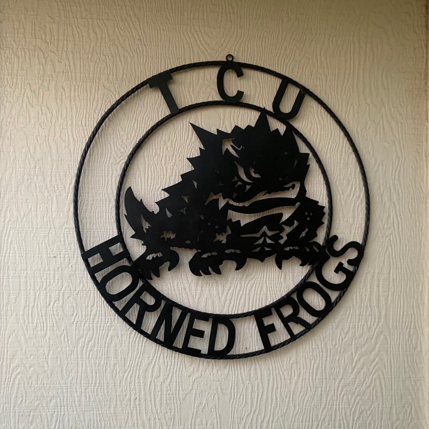 TCU HORNED FROGS BLACK CUSTOM METAL VINTAGE CRAFT TEAM SIGN HANDMADE
