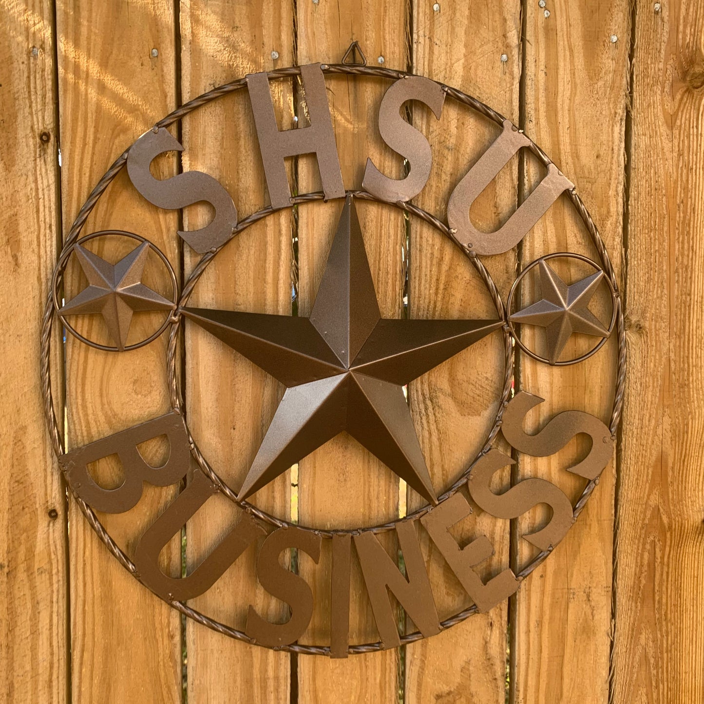 24",32" SHSU SAM HOUSTON BEARKATS BUSINESS RUSTIC BRONZE COPPER METAL CUSTOM VINTAGE CRAFT RUSTIC BLACK TEAM STAR HANDMADE
