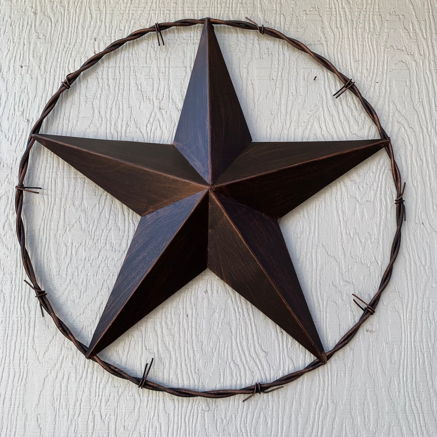 24" BARBWIRE TWISTED RING METAL WALL ART WESTERN HOME DECOR RUSTIC BRONZE COPPER #A10024