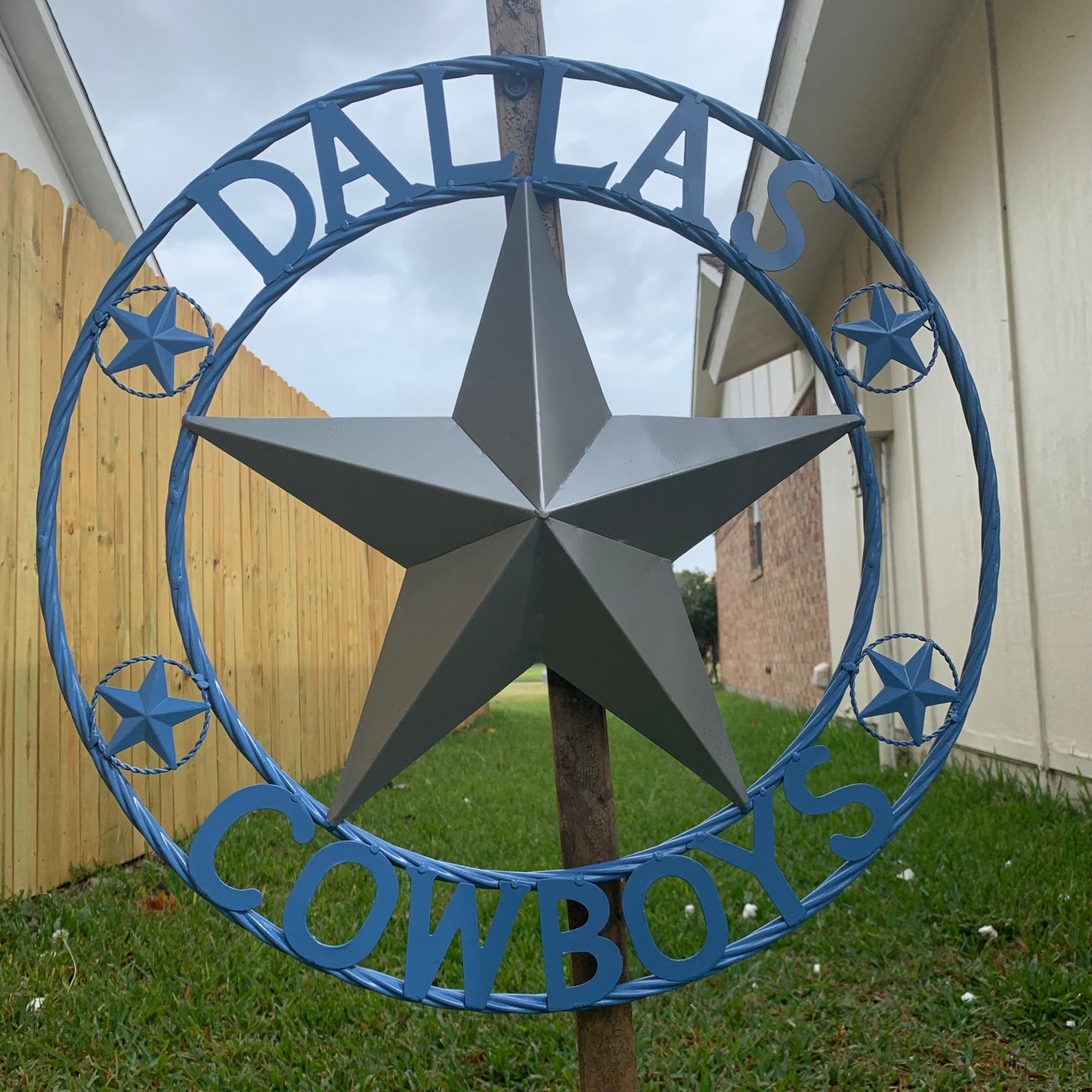 DALLAS COWBOYS LIGHT BLUE & SILVER DECOR METAL ART WESTERN HOME WALL DECOR SIZE:24",32",36",40",42",44",46",50"