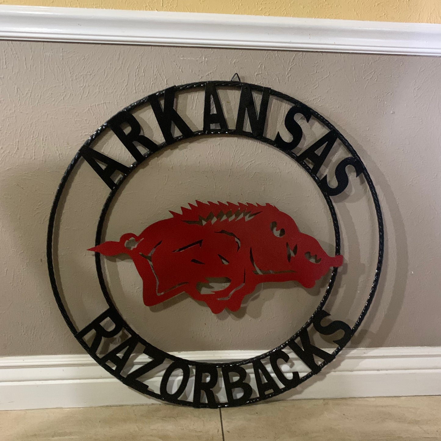 ARKANSAS RAZORBACKS CUSTOM METAL VINTAGE CRAFT SIGN TEAM WALL ART WESTERN HOME DECOR HANDAMADE