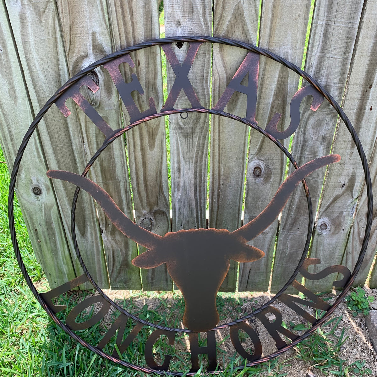 TEXAS LONGHORNS CUSTOM METAL VINTAGE CRAFT SIGN TEAM ART WESTERN HOME DECOR RUSTIC BRONZE HANDMADE #EH12565