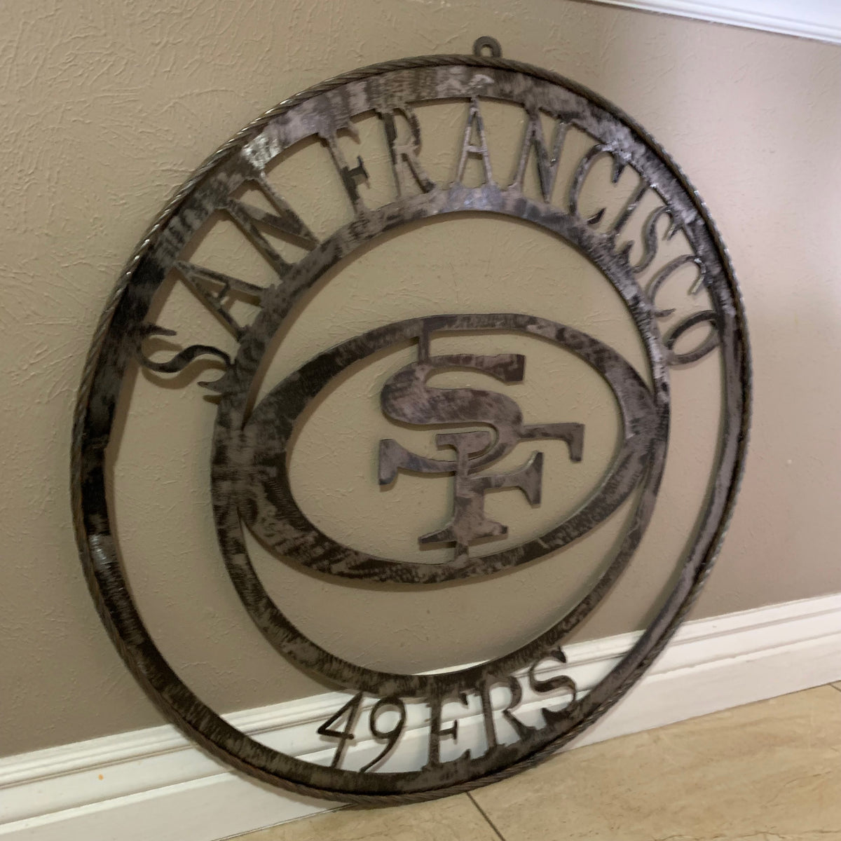 SAN FRANCISCO 49ERS METAL CUSTOM VINTAGE RAW METAL CRAFT TEAM SIGN HANDMADE 12",18",24",32",36",40",50"