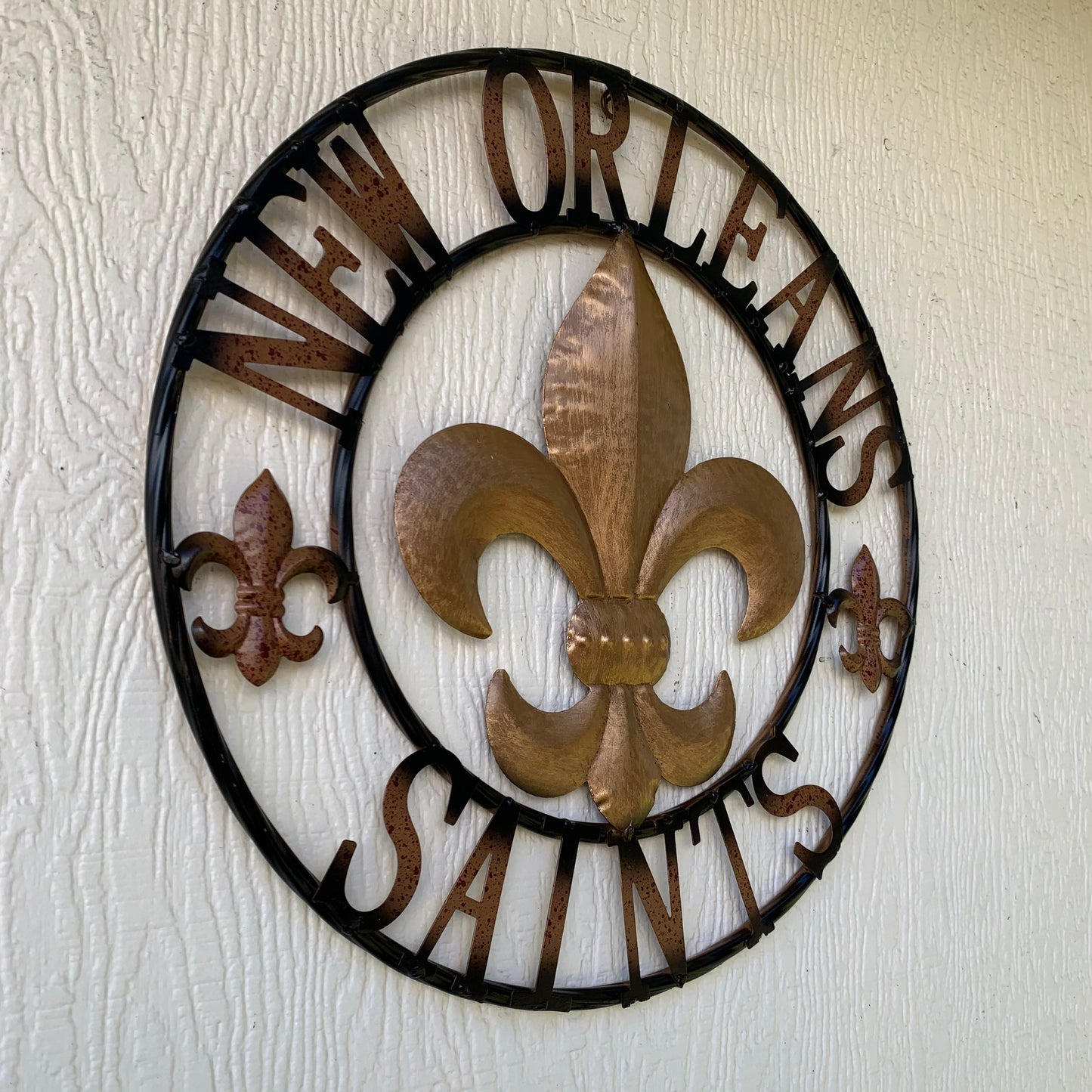 NEW ORLEANS SAINTS METAL SIGN WALL ART WESTERN HOME DECOR GOLD & BLACK HANDMADE #EH10272
