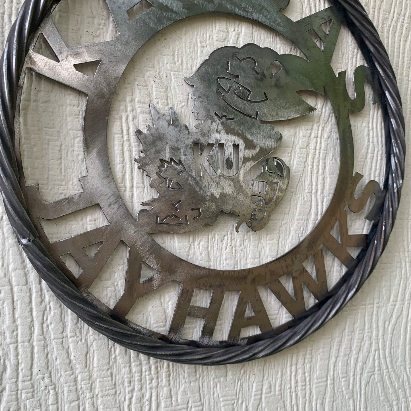 KANSAS JAYHAWKS RAW METAL CUSTOM VINTAGE CRAFT WALL ART TEAM SIGN HANDMADE