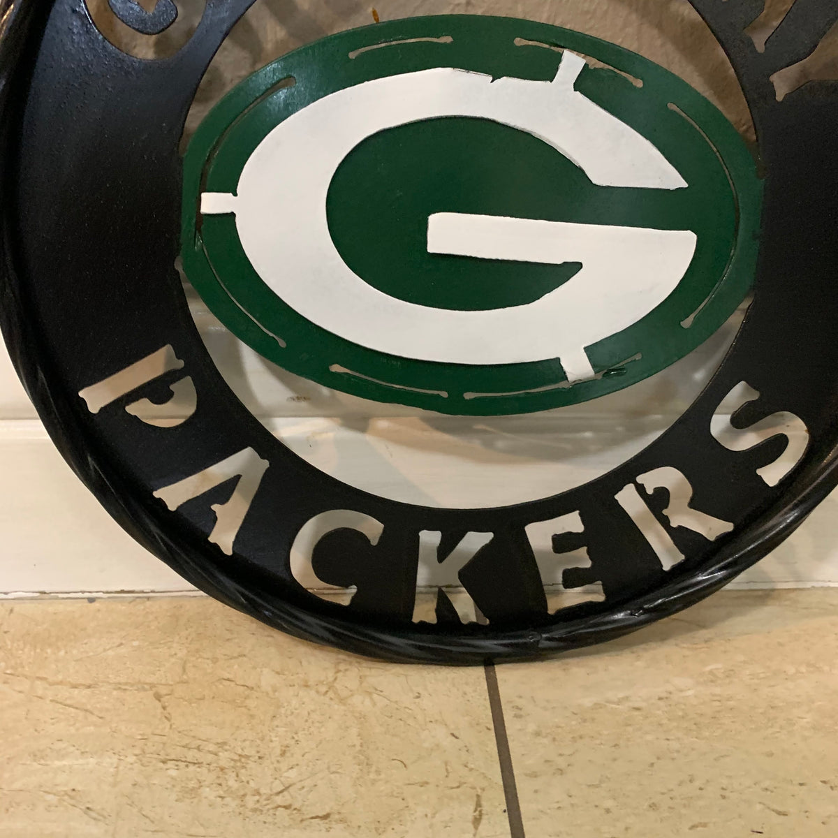 GREEN BAY WIDE BAND DISC METAL CUSTOM VINTAGE CRAFT TEAM SPORTS SIGN HANDMADE