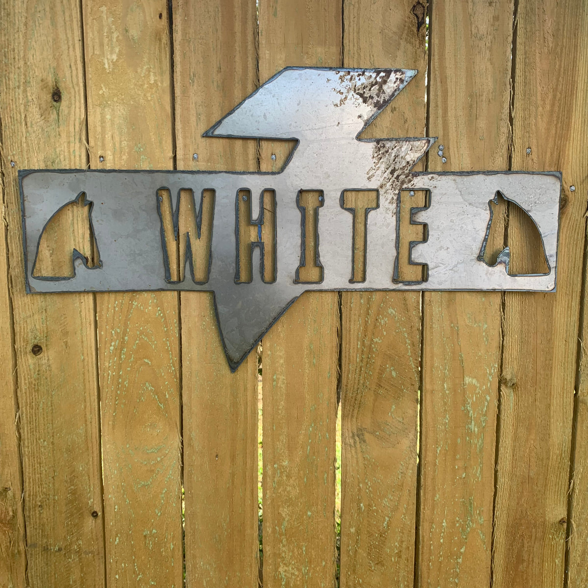 CUSTOM NAME LIGHTNIN HORSE STYLE SIGN RAW METAL BARN ROPE RING WESTERN HOME DECOR HANDMADE 24",32",36"