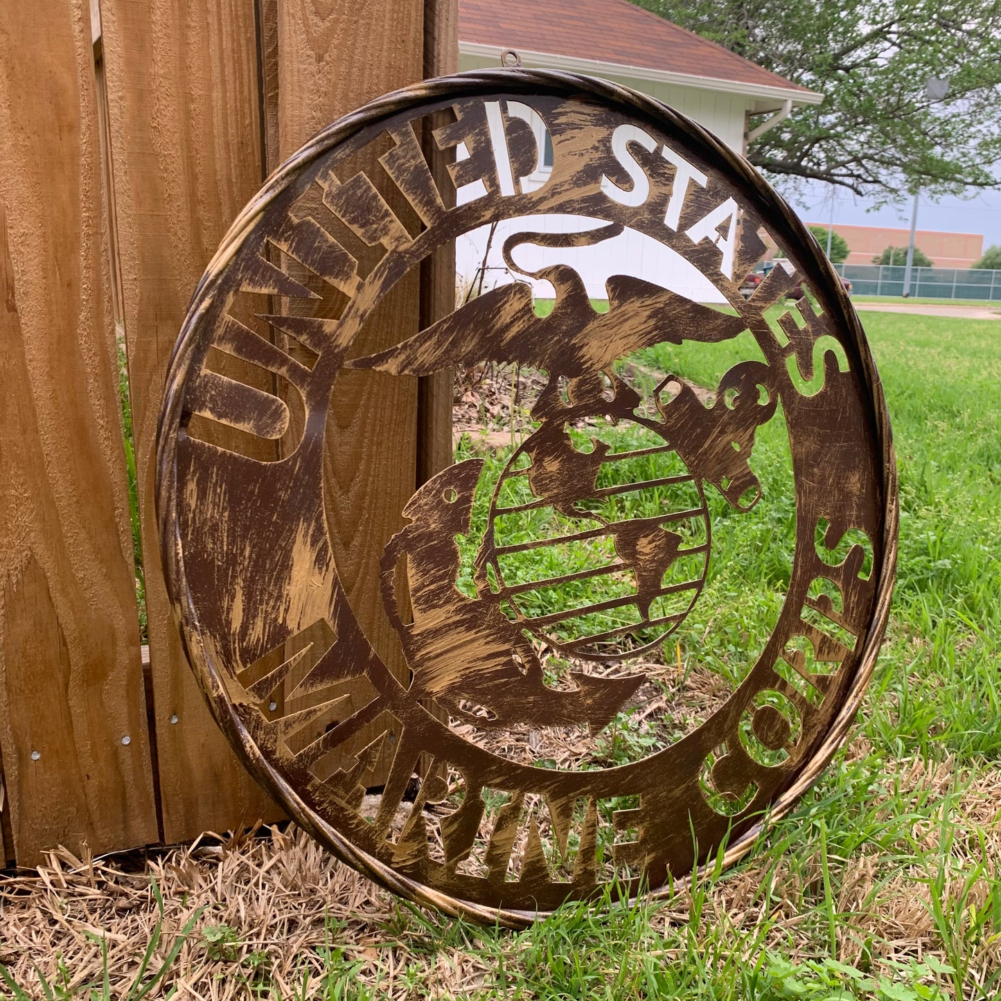 #EH10085 18",24",32" US MARINE CORPS MILITARY LASERCUT METAL PATRIOTIC WALL ART WESTERN HOME DECOR HANDMADE RUSTIC BRONZE COPPER