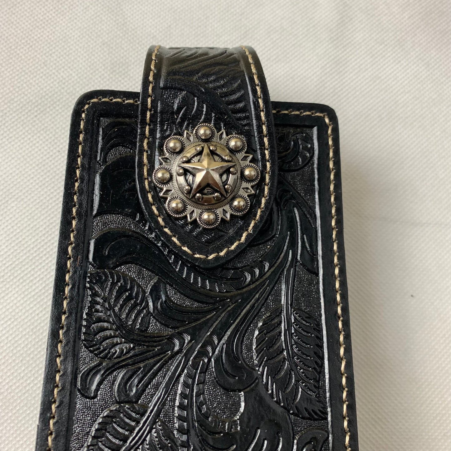 #WS341F 7" LONE STAR BLACK LEATHER HOLSTER POUCH EXTRA LARGE  BELT LOOP CELL PHONE CASE UNIVERSAL OVERSIZE--FREE SHIPPING