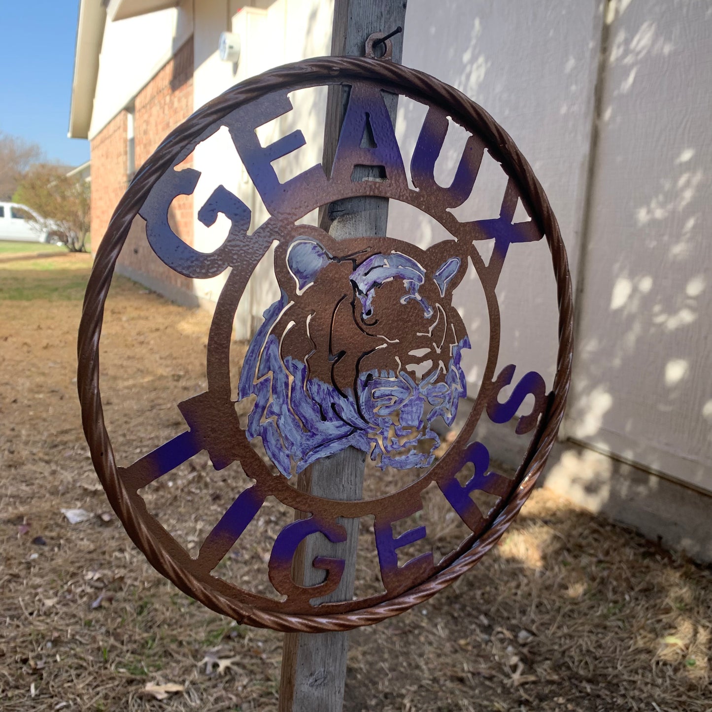 12",18",24",32" GEAUX TIGERS CUSTOM VINTAGE METAL CRAFT TEAM WALL ART HANDMADE