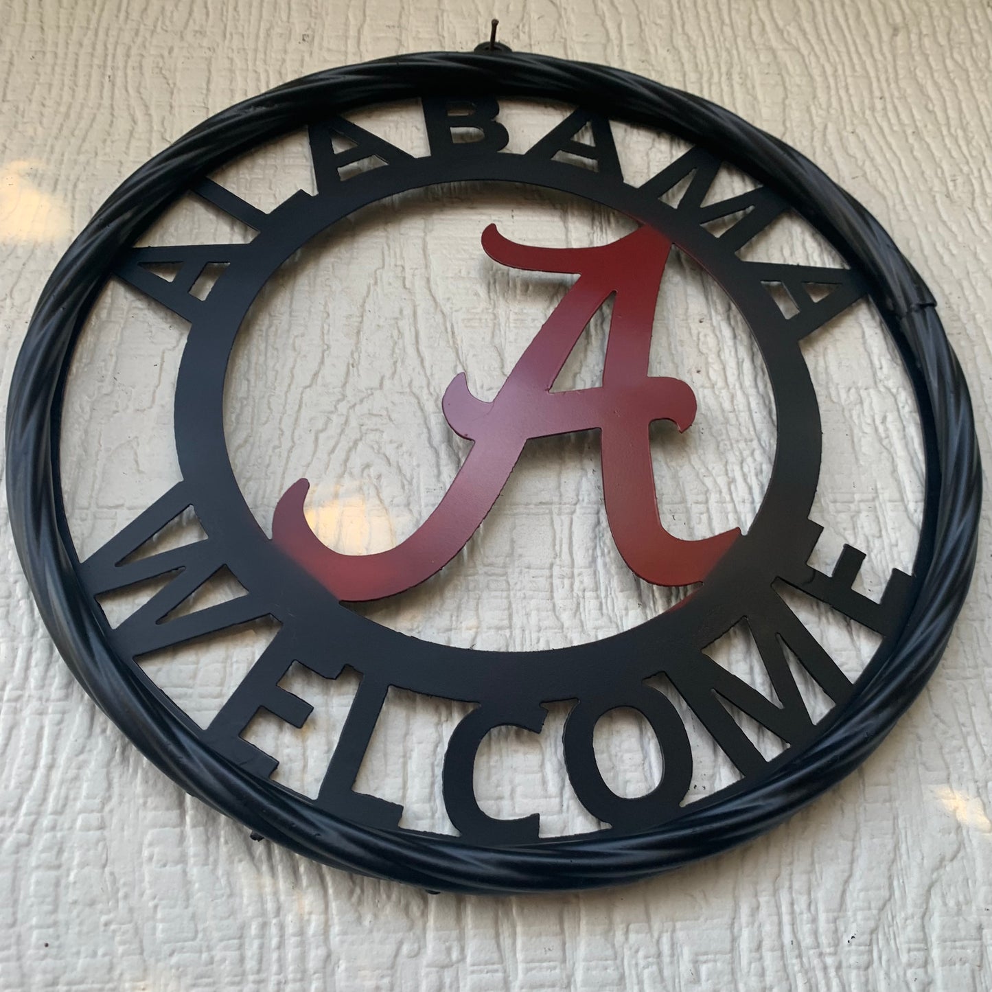 ALABAMA WELCOME RED & BLACK CUSTOM METAL VINTAGE SIGN TEAM HANDMADE