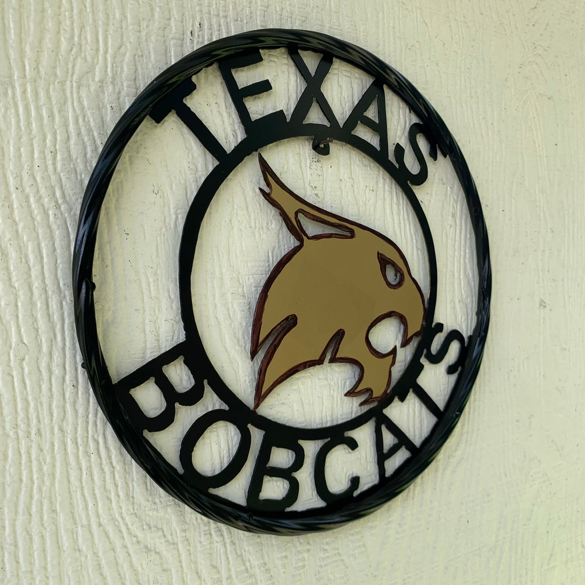 12" TEXAS BOBCATS CUSTOM METAL VINTAGE CRAFT SIGN TEAM WESTERN HOME DECOR HANDMADE