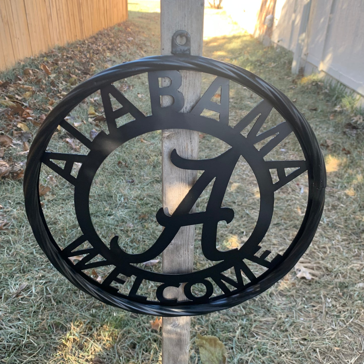 ALABAMA WELCOME CUSTOM ALL BLACK METAL VINTAGE SIGN TEAM HANDMADE