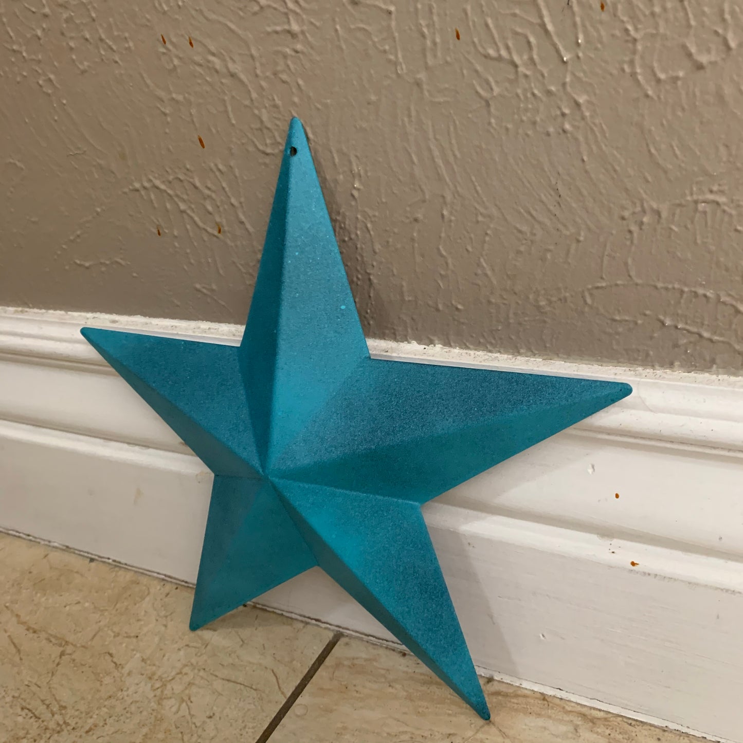 #EH10474 RUSTIC TURQUOISE DISTRESSED TWO TONE BARN METAL STAR WESTERN HOME DECOR ART NEW
