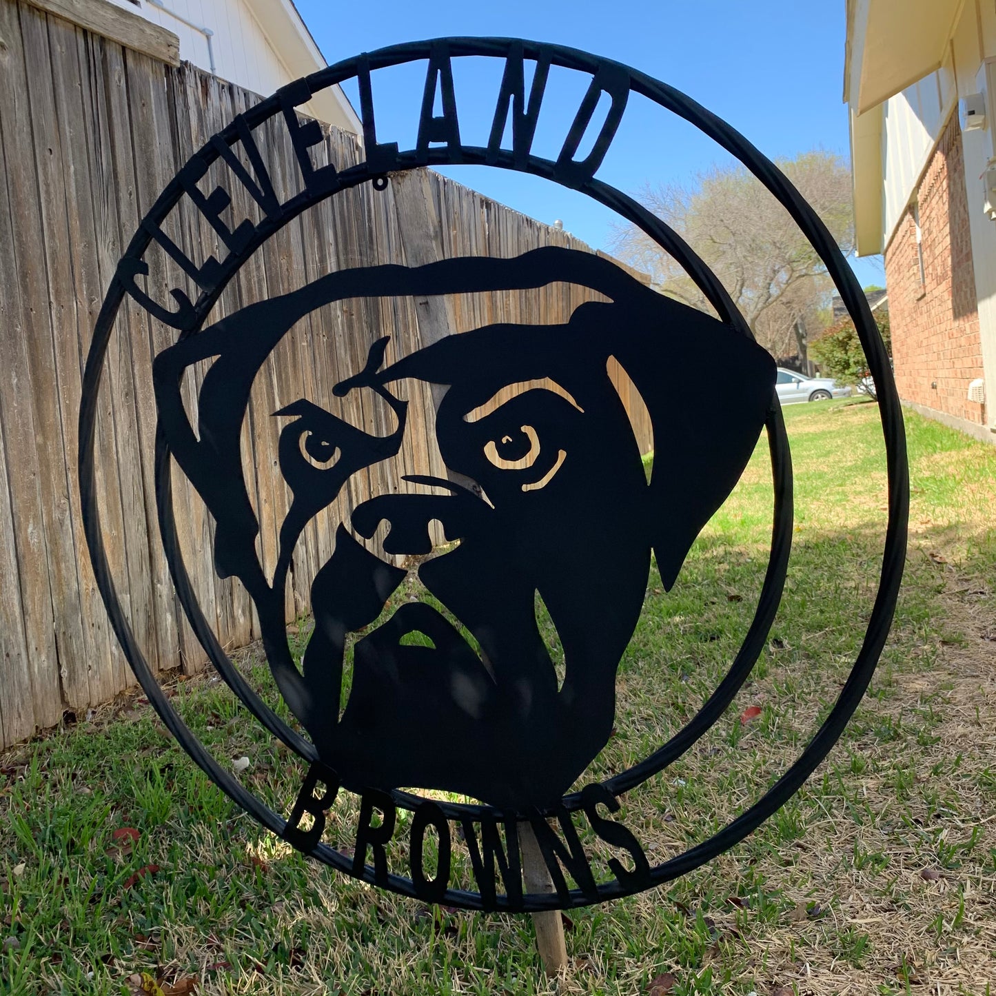 CLEVELAND BROWNS METAL CUSTOM VINTAGE CRAFT ART HANDMADE RUSTIC BLACK