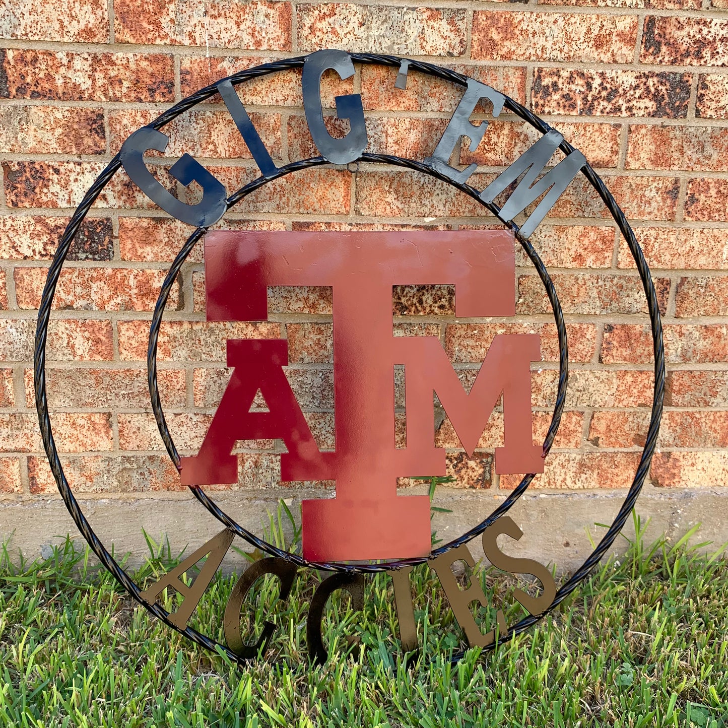 GIGEM AGGIES CUSTOM METAL VINTAGE CRAFT SIGN TEAM WESTERN HOME DECOR HANDMADE