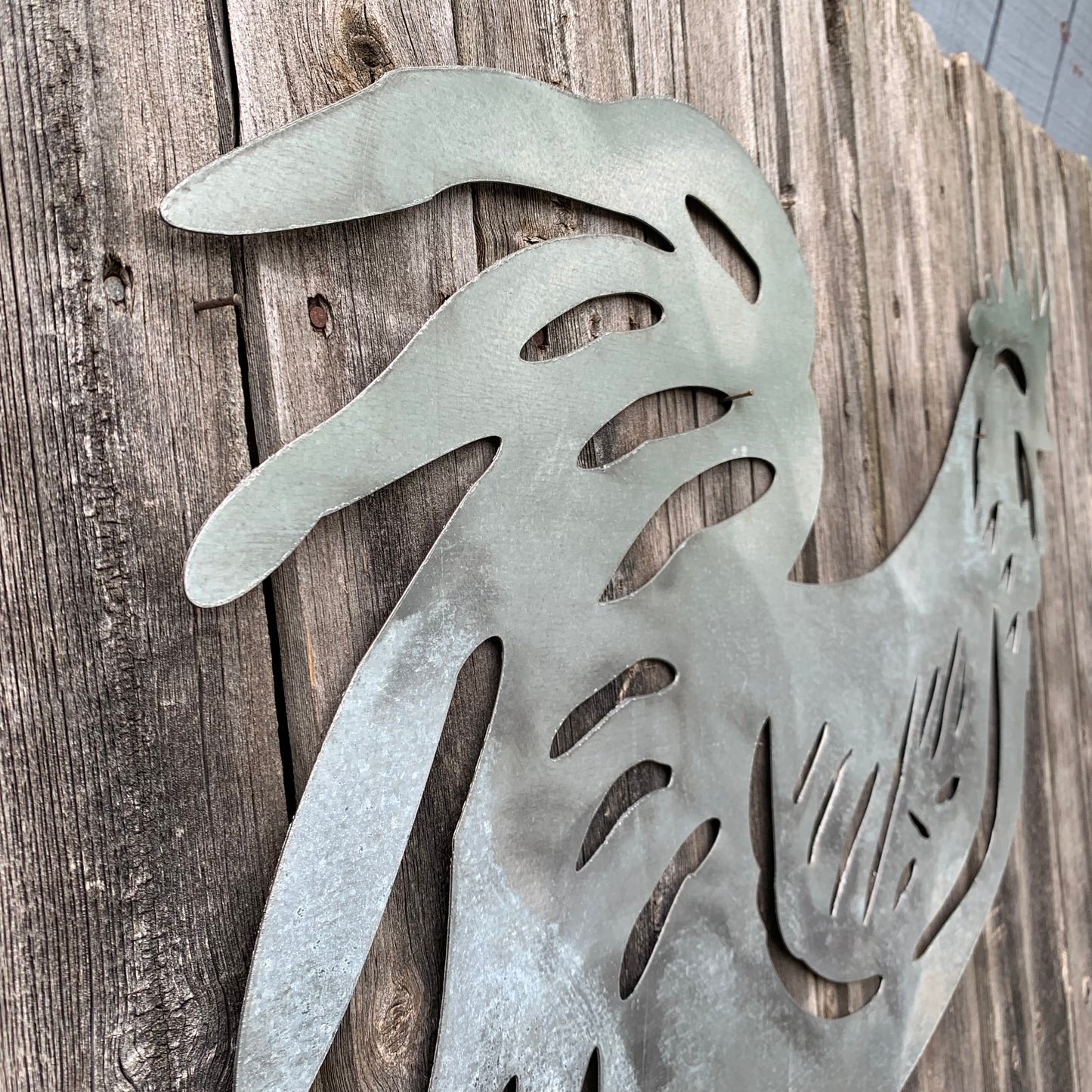 28"  X 28" CUSTOM ROOSTER LASERCUT ART WITH RING DESIGN WESTERN METAL ANIMAL ART HOME WALL DECOR BRAND NEW
