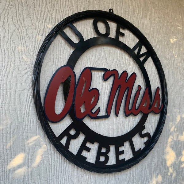 OLE MISS REBELS MISSISSIPPI METAL CUSTOM VINTAGE CRAFT TEAM SIGN HANDMADE