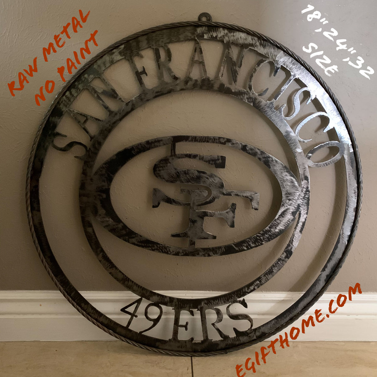 SAN FRANCISCO 49ERS METAL CUSTOM VINTAGE RAW METAL CRAFT TEAM SIGN HANDMADE 12",18",24",32",36",40",50"