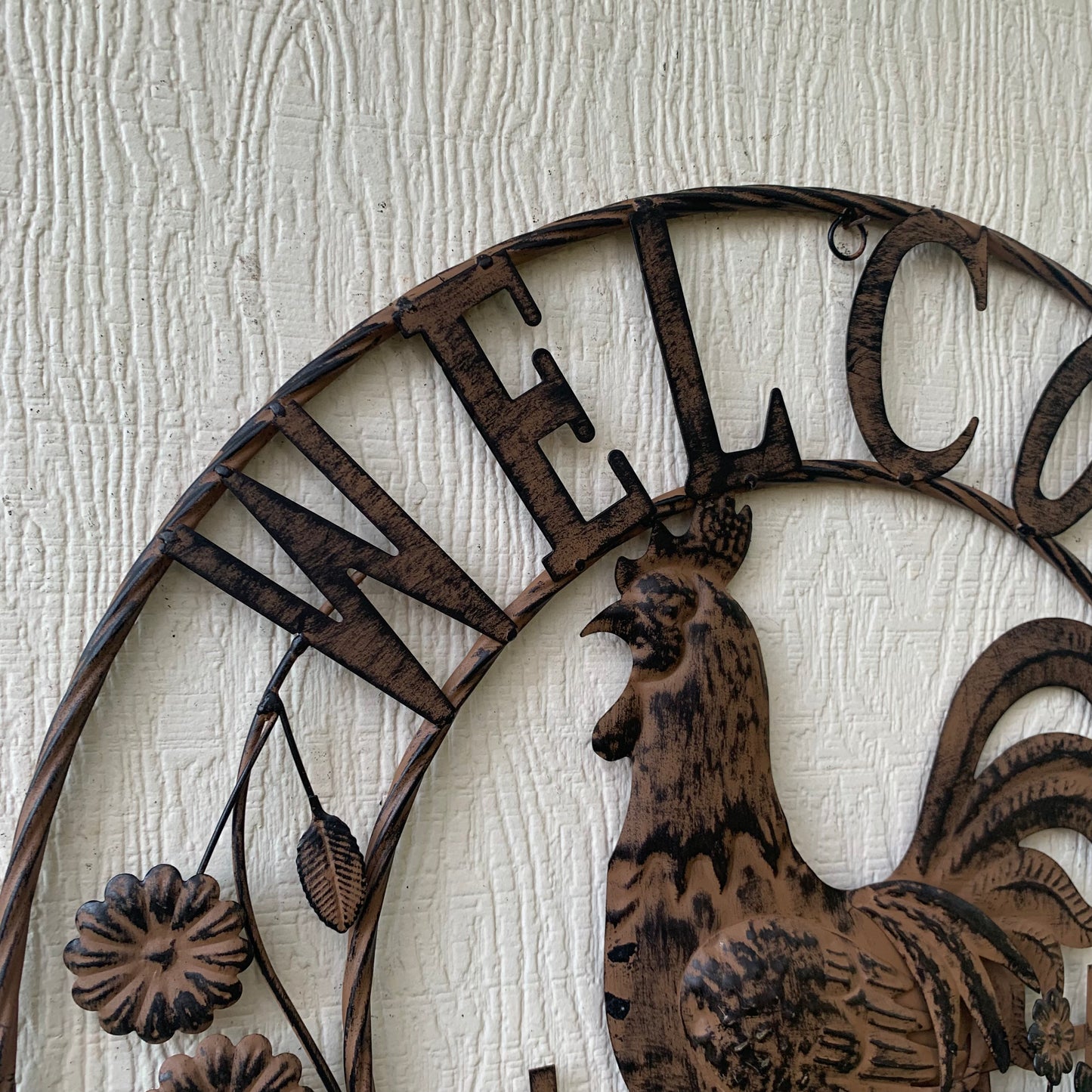 #EH11437 ROOSTER WELCOME 24" SCROLL ART METAL SIGN WESTERN HOME DECOR NEW