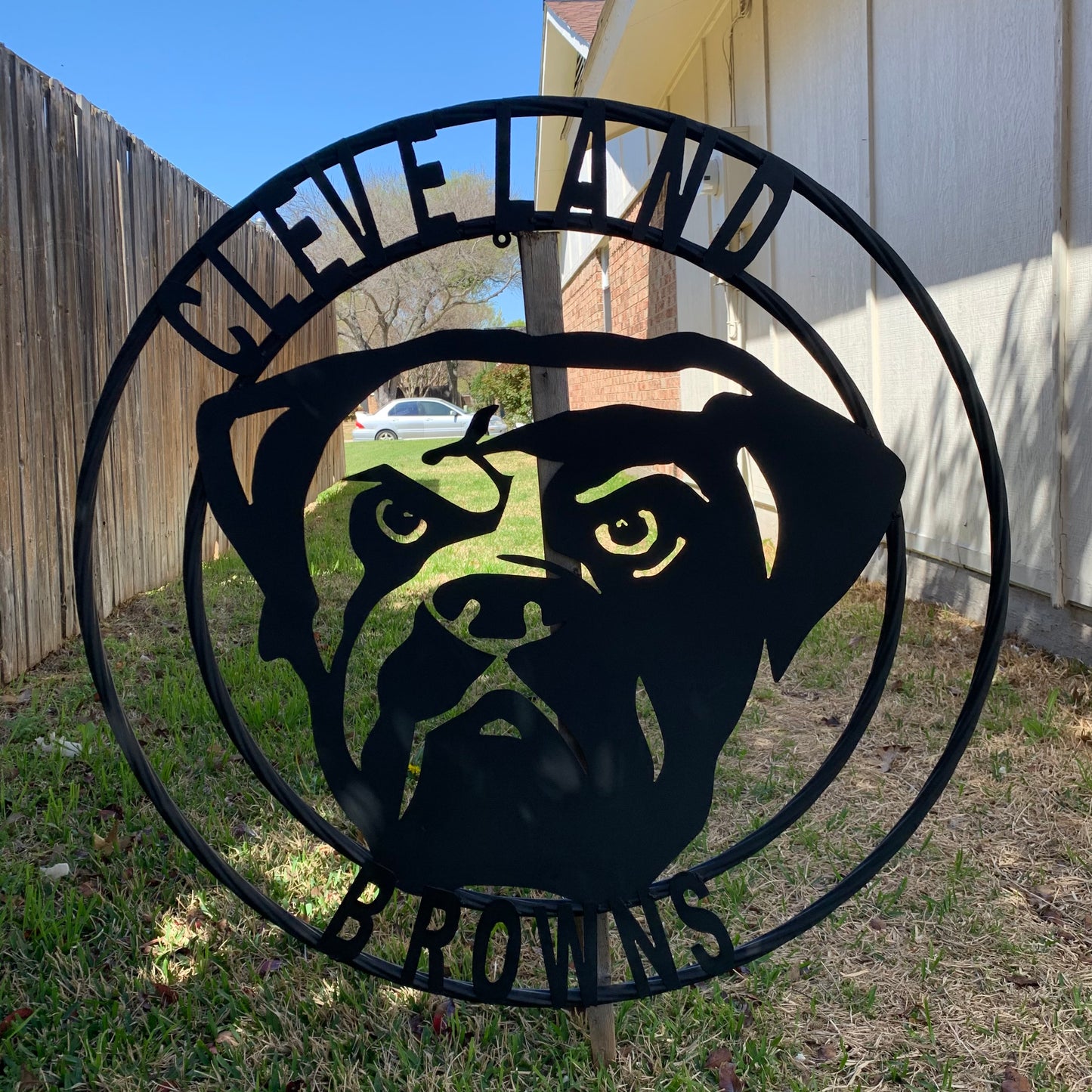 CLEVELAND BROWNS METAL CUSTOM VINTAGE CRAFT ART HANDMADE RUSTIC BLACK