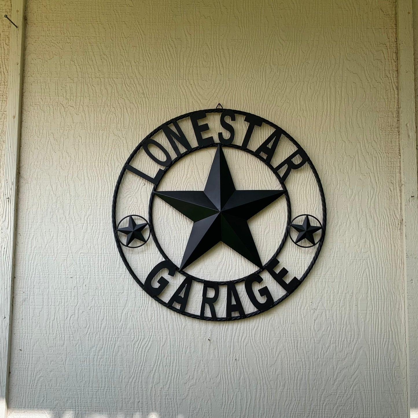 LONESTAR GARAGE STYLE CUSTOM BARN NAME STAR LONESTAR GARAGE METAL NAME BARN STAR WITH TWISTED ROPE RING 3d STAR ART WESTERN HOME DECOR RUSTIC BROWN